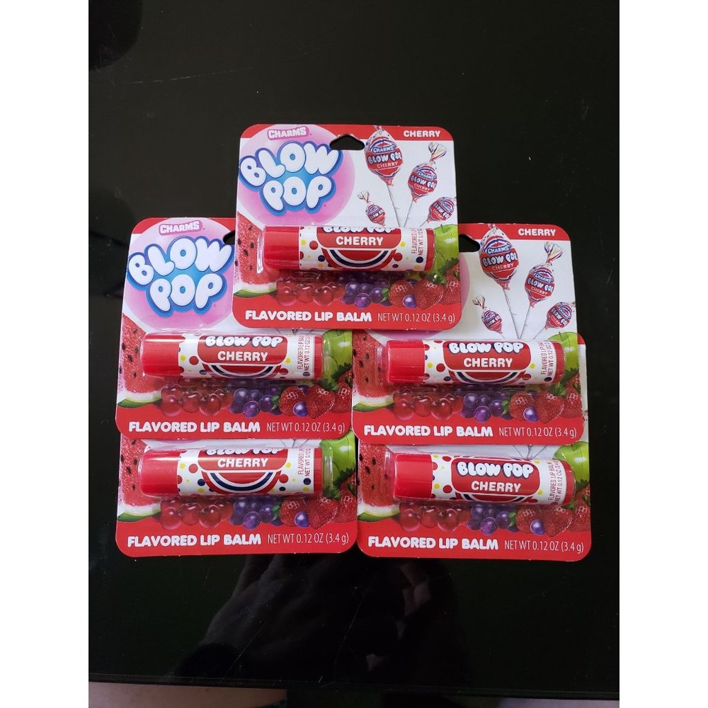 Charms Blow Pop Cherry Flavored‎ Lip Balm Lot of 5